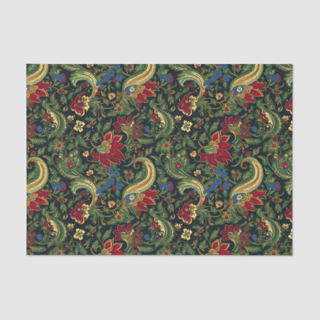 Papel De Seda Decoración verde amarilla roja de Chinoiserie vint (Anverso)