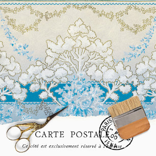 Papel De Seda Decoración victoriana vintage de flores azules y b