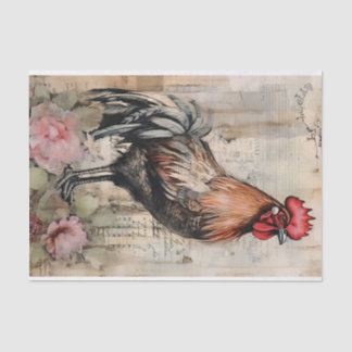 Papel De Seda Decoración vintage del arte de los gallos de pollo