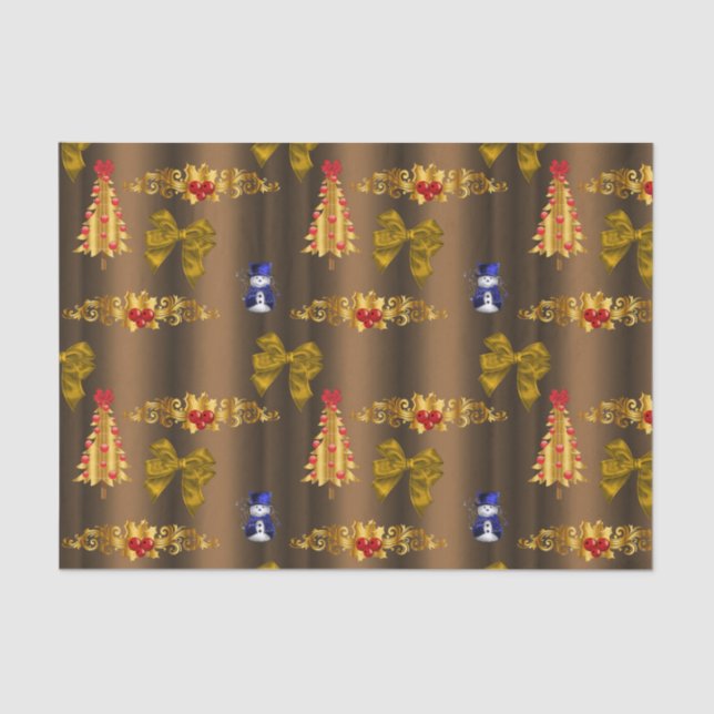 Papel De Seda Decoraciones navideñas en bronce (Anverso)