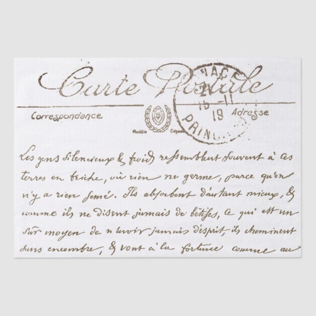 Papel De Seda Decorativa Carte Postale Decoupage de escritura fr (Anverso)