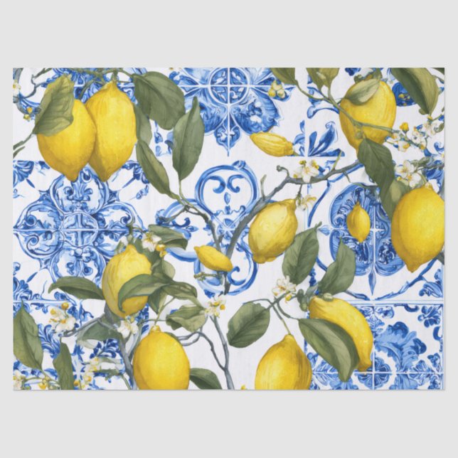 Papel de seda decorativo Mediterráneo de Limón (Anverso)