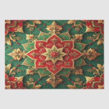 Papel de seda decorativo navideño rojo verde