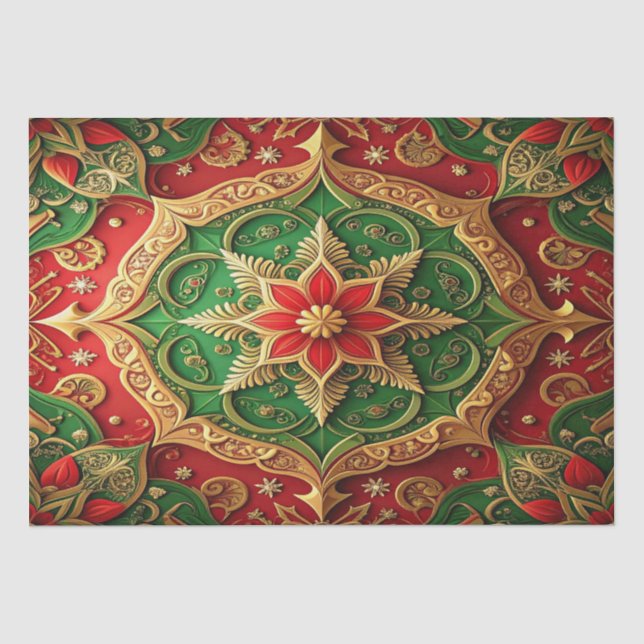 Papel de seda decorativo navideño rojo verde (Anverso)