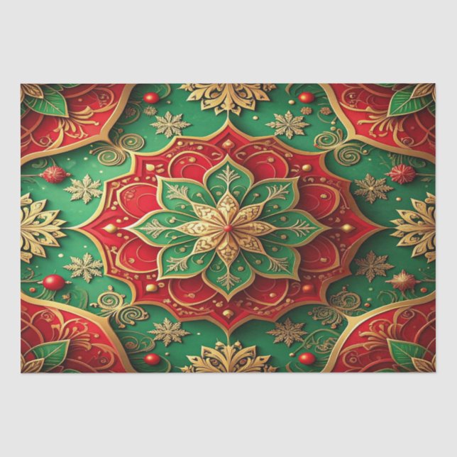 Papel de seda decorativo navideño rojo verde (Anverso)