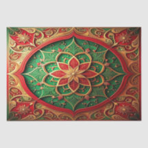 Papel de seda decorativo navideño rojo verde