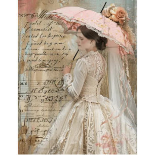 Papel De Seda Decouapge Southern Charm Flores Parasol Rosa