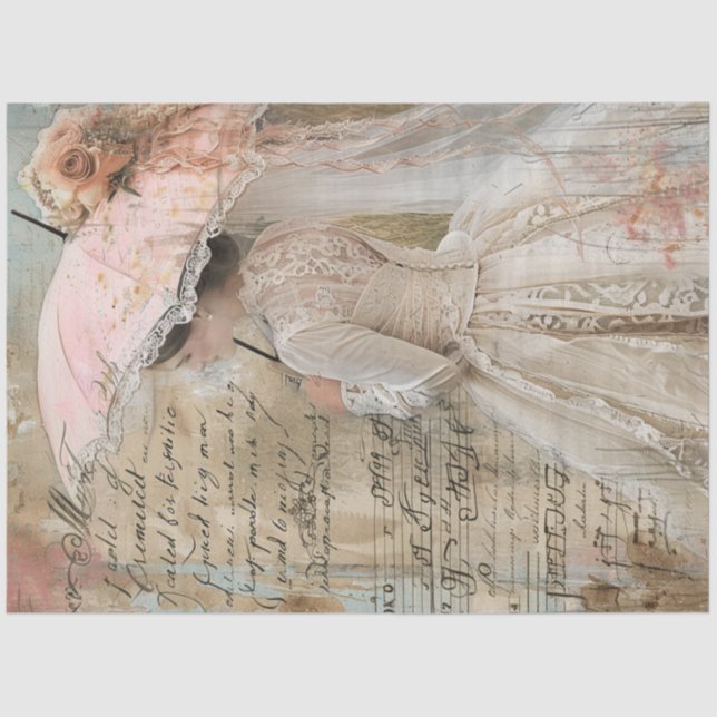 Papel De Seda Decouapge Southern Charm Flores Parasol Rosa (Anverso)