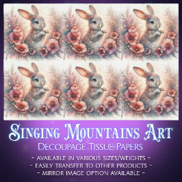 Papel De Seda Decoución de Conejo de Pascua Floral de Acuarela