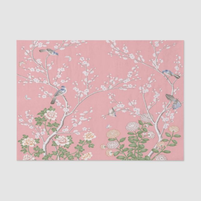 Papel De Seda Decoup Chinoiserie rosa (Anverso)