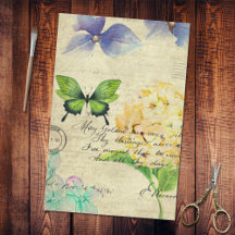 Decoup de escritura a mano de floral de mariposa