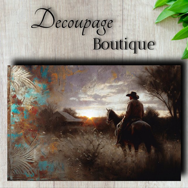 Papel De Seda Decoup de la puesta de sol en Homestead (Homestead Sunset Decoupage Tissue Paper)