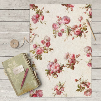 Papel De Seda Decoup de Rosas de época
