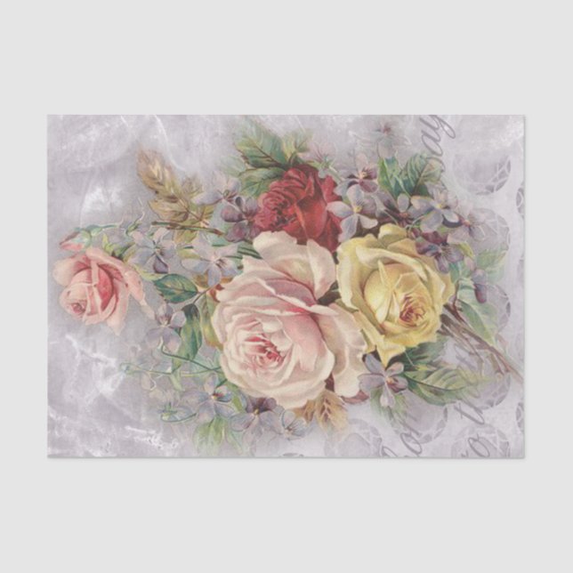 Papel De Seda Decoup de Rosas de época (Anverso)