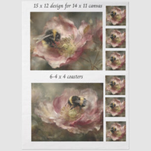 Papel De Seda Decoupage 11x14 Diseño para Lienzo Abejorro