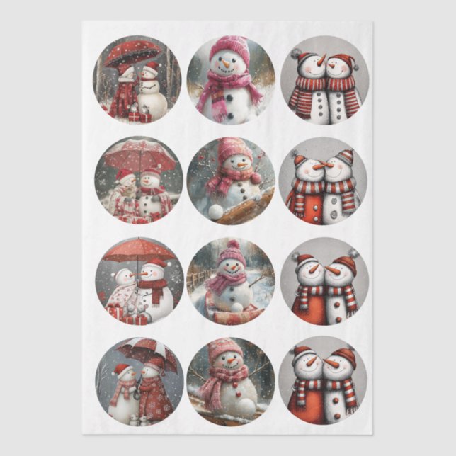 Papel De Seda Decoupage 12 Whimsical 4" Coaster Santa Designs  (Anverso)