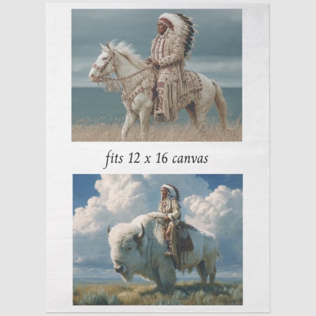 Papel De Seda Decoupage 12x16 Diseños Nativos Americanos Indios  (Anverso)
