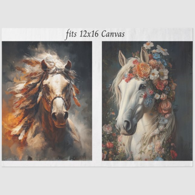 Papel De Seda Decoupage 12x16 Horse Duo Stallion Southwestern  (Anverso)