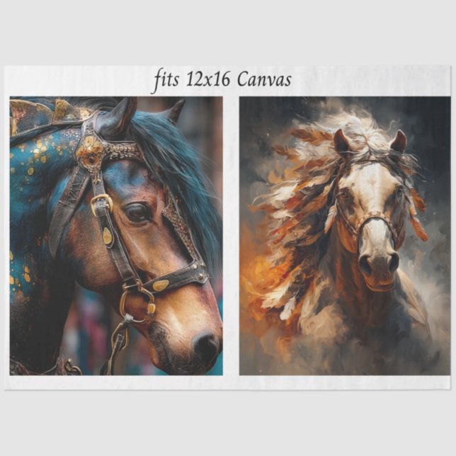 Papel De Seda Decoupage 12x16 Stallion Horse Steampunk & Western (Anverso)