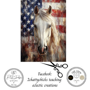 Papel De Seda Decoupage 250 Caballo Majestuoso Americano Bandera