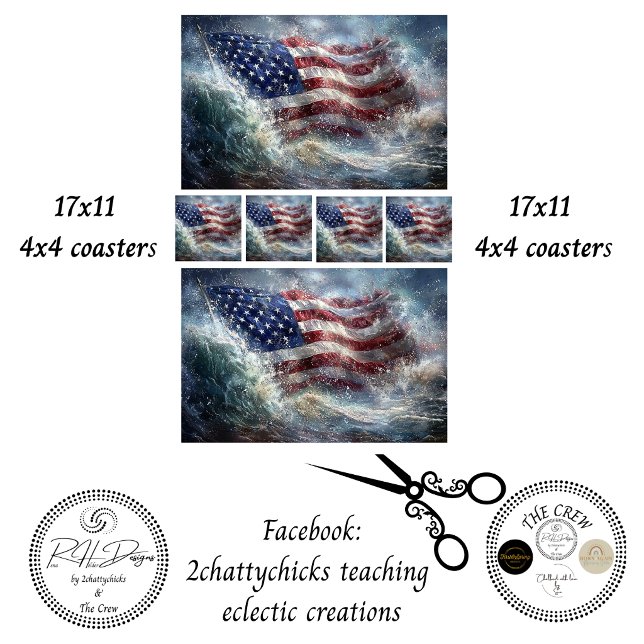 Papel De Seda Decoupage 250th American Flag Rising in Ocean  (Subido por el creador)