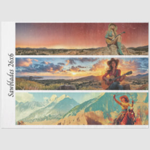 Papel De Seda Decoupage 26x6" Diseños Vaqueros de Cowgirl Serruc