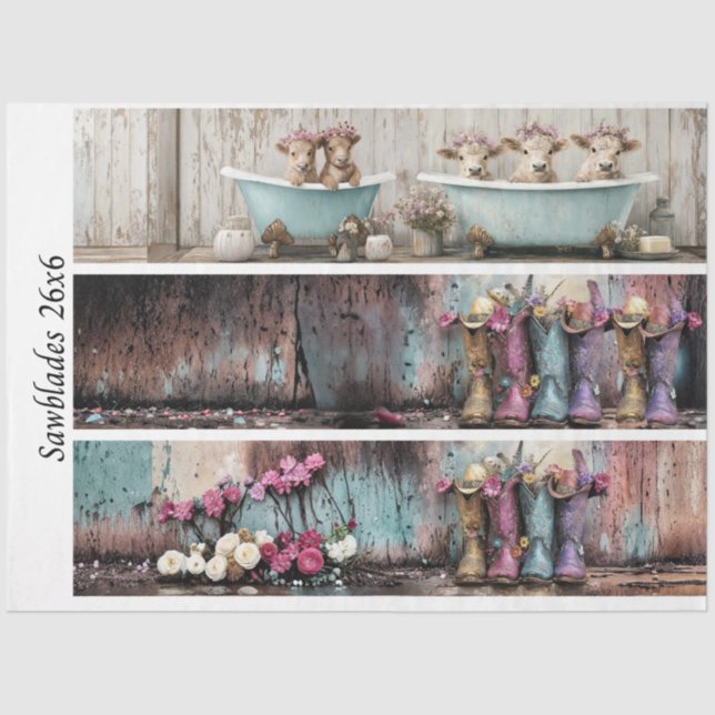 Papel De Seda Decoupage 26x6" Farmhouse Designs for Handsaws (Anverso)
