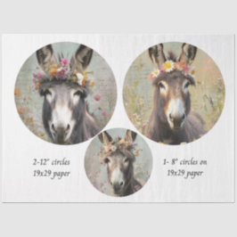 Papel De Seda Decoupage 2-12" Círculo y 8" Trío de Burro Caprich