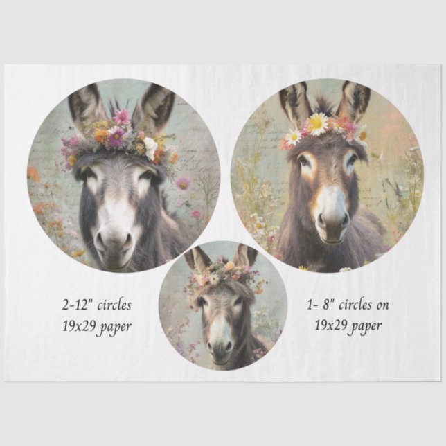 Papel De Seda Decoupage 2-12" Círculo y 8" Trío de Burro Caprich (Anverso)
