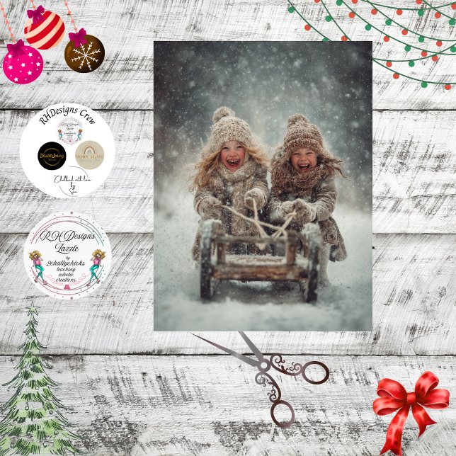 Papel De Seda Decoupage 2 Children Laughing & Sledding Snow Fall (Subido por el creador)