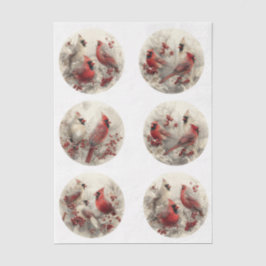 Papel De Seda Decoupage 3" Moldes de Globo de Nieve Cardenales I