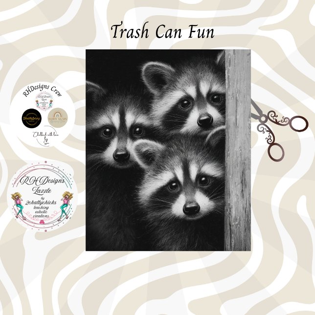 Papel De Seda Decoupage 3 Raccoons Peeking Out Barn Door (Subido por el creador)