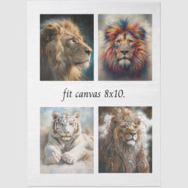 Papel De Seda Decoupage 4 Lion Papers Fit 8 x 10 Canvas