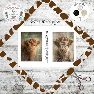 Papel De Seda Decoupage 5x7 Terneros de las Tierras Altas Escena