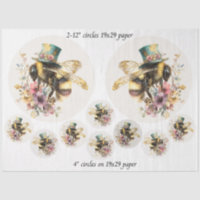 Decoupage Abeja Caprichosa 12" Rondas 4" Posavasos