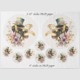 Papel De Seda Decoupage Abeja Caprichosa 12" Rondas 4" Posavasos