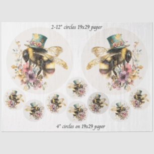 Papel De Seda Decoupage Abeja Caprichosa 12" Rondas 4" Posavasos
