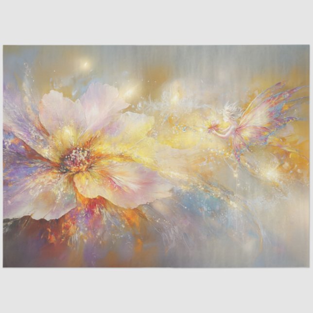 Papel De Seda Decoupage Abstract Painting Flower & Fairy (Anverso)