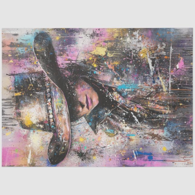 Papel De Seda Decoupage Abstract Painting Woman Black Gorra (Anverso)