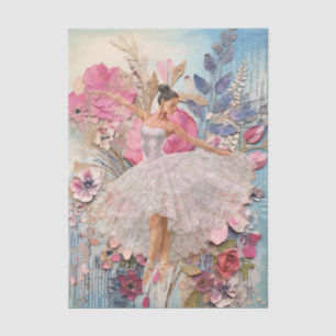 Papel De Seda Decoupage abstracto floral vintage de bailarina de