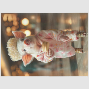 Papel De Seda Decoupage Adorable Piglet Rosa PJ Comer Macaroon