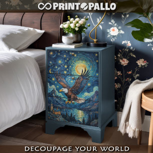 Papel De Seda Decoupage - Águila en un mundo de Van Gogh - 