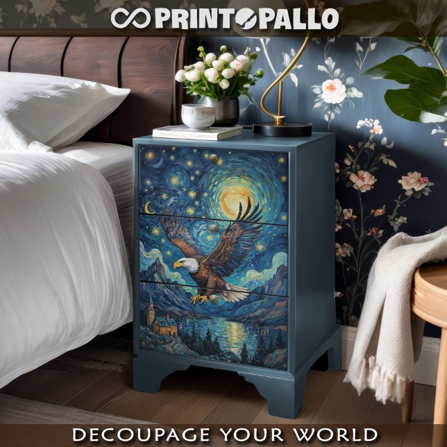 Papel De Seda Decoupage - Águila en un mundo Van Gogh - (Subido por el creador)