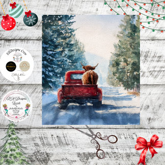 Papel De Seda Decoupage All Cows Come Home Highland Red Truck 