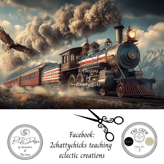 Papel De Seda Decoupage American Locomotive With Flag & Eagle (Subido por el creador)