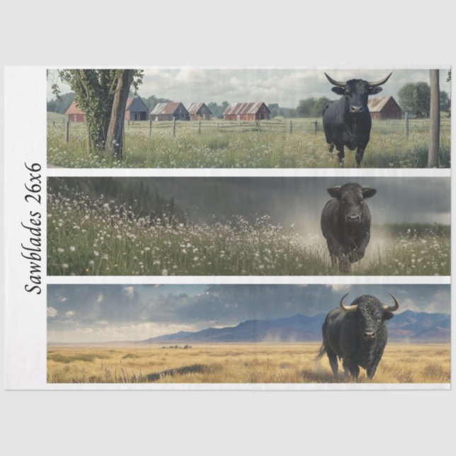 Papel De Seda Decoupage Angus Bull Designs for Handsaws  (Anverso)