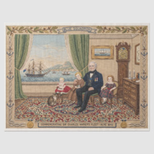 Papel De Seda Decoupage Antiguo de la Familia de un Capitán de l
