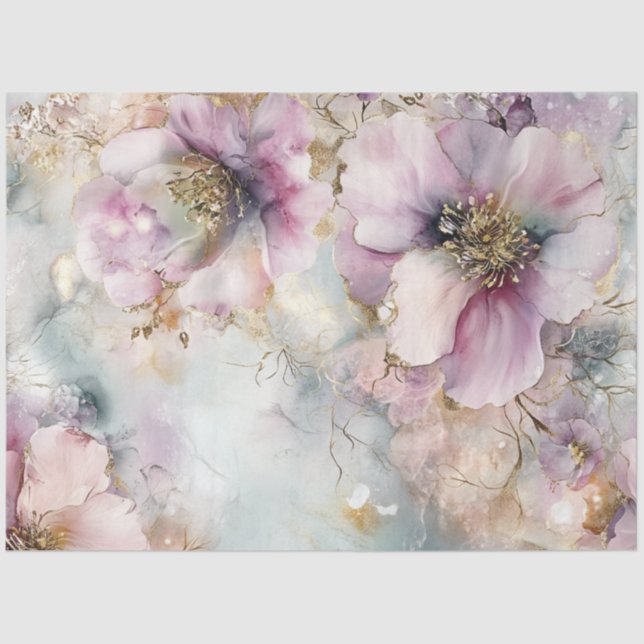Papel De Seda Decoupage Artistic Floral Design Delicados Flores (Anverso)