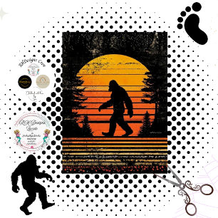 Papel De Seda Decoupage Atardecer Silueta de Bigfoot Caminando