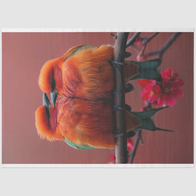 Papel De Seda Decoupage Aves amorosas brillantes y brillantes (Anverso)